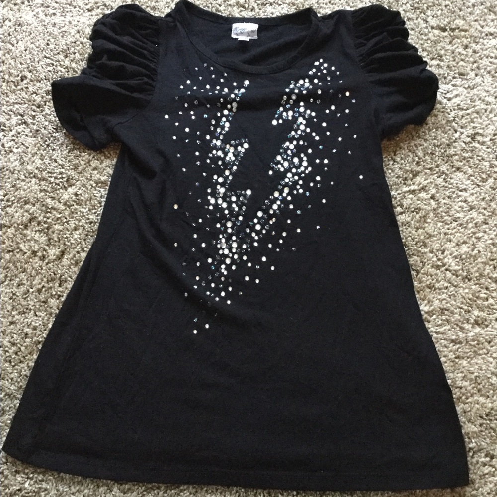 Girls M rhinestone lightning bolt shirt